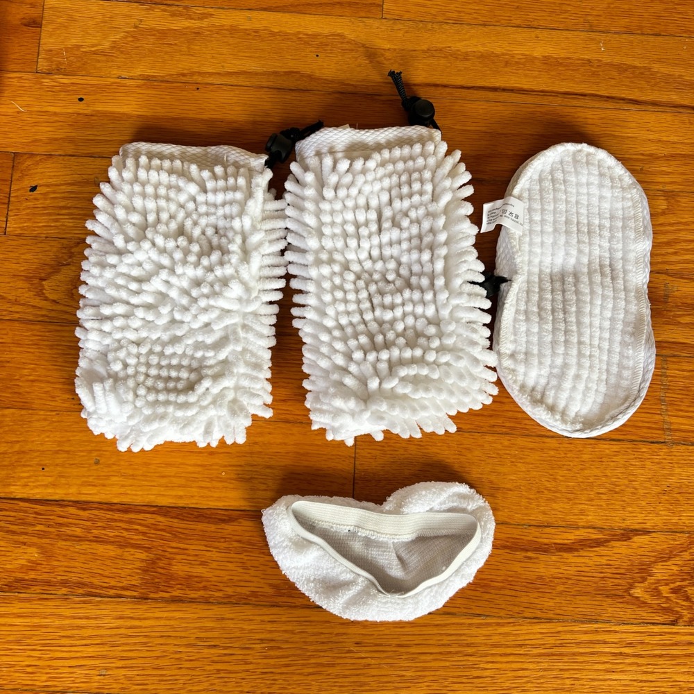 Thane H2O Mop X5 Replacement Microfiber Pads Set 4pc White Chenille Drawstring